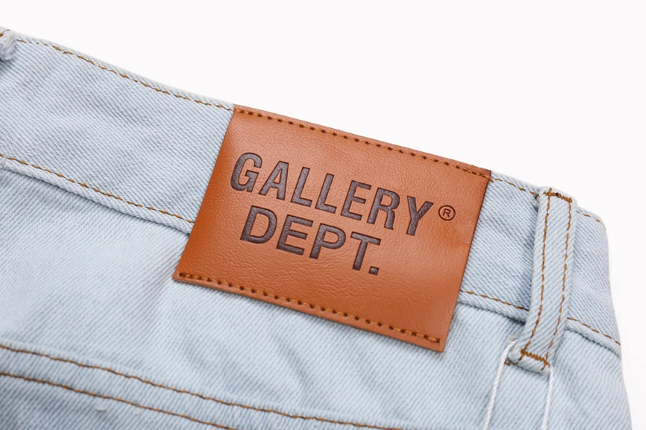 p270 646#Gallery Dept New style oval stitching washed blue stitching straight wide leg jeans American retro casual trousers washed blue S~XL